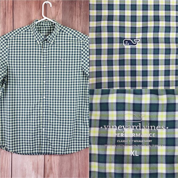 Vineyard Vines Performance Mens XL Classic Fit Whale Shirt Plaid Button Down - Picture 1 of 12